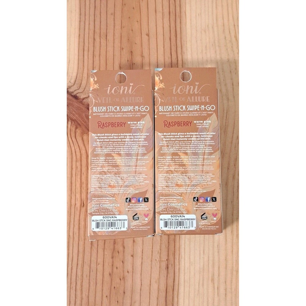 Ioni Blush Stick Swipe-N-Go Raspberry Set Of Two New In Box - Picture 3 of 3